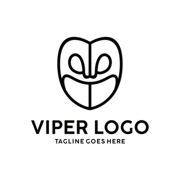 Venom Logotype. Flat And Line. Head Cobra. Viper Vector Logo Icon Symbol.