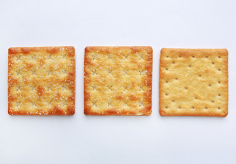 Cracker biscuit on white background.