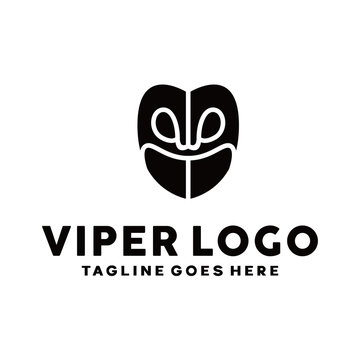 Venom Logotype. Flat And Line. Head Cobra. Viper Vector Logo Icon Symbol.