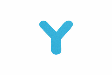 Alphabet letter Y symbol of sponge rubber isolated over white background.