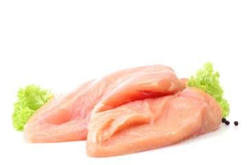 Chicken meat on a white background