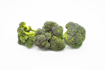 Fresh Broccoli isolated on white background. Broccoli package isolated. Fresh broccoli pre packed in plastic package wrapping