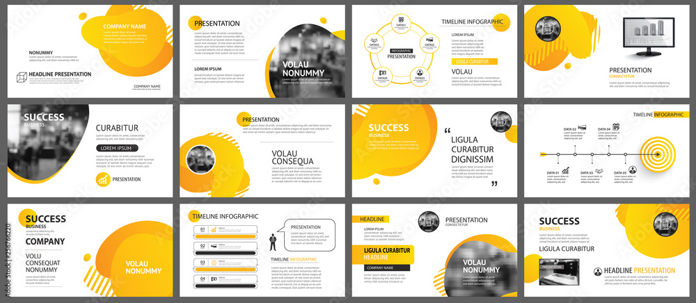 Poster presentation and slide layout background. design yellow and orange gradient geometric template. use 