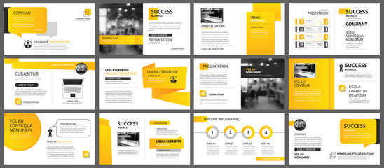 Presentation and slide layout background. Design yellow and orange gradient geometric template. Use for business annual report, flyer, marketing, leaflet, advertising, brochure, modern style.
