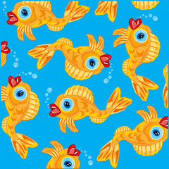 Fototapeta na wymiar Vector illustration yellow decorative fish pattern.Vector illustration