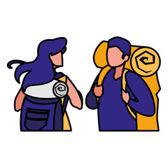 adventurous couple with travelbag