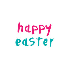 Vector illustration of Happy Easter text. Flat design spring banner of modern calligraphy style. Vector Easter poster background template