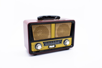 Modern retro radio isolated on white background