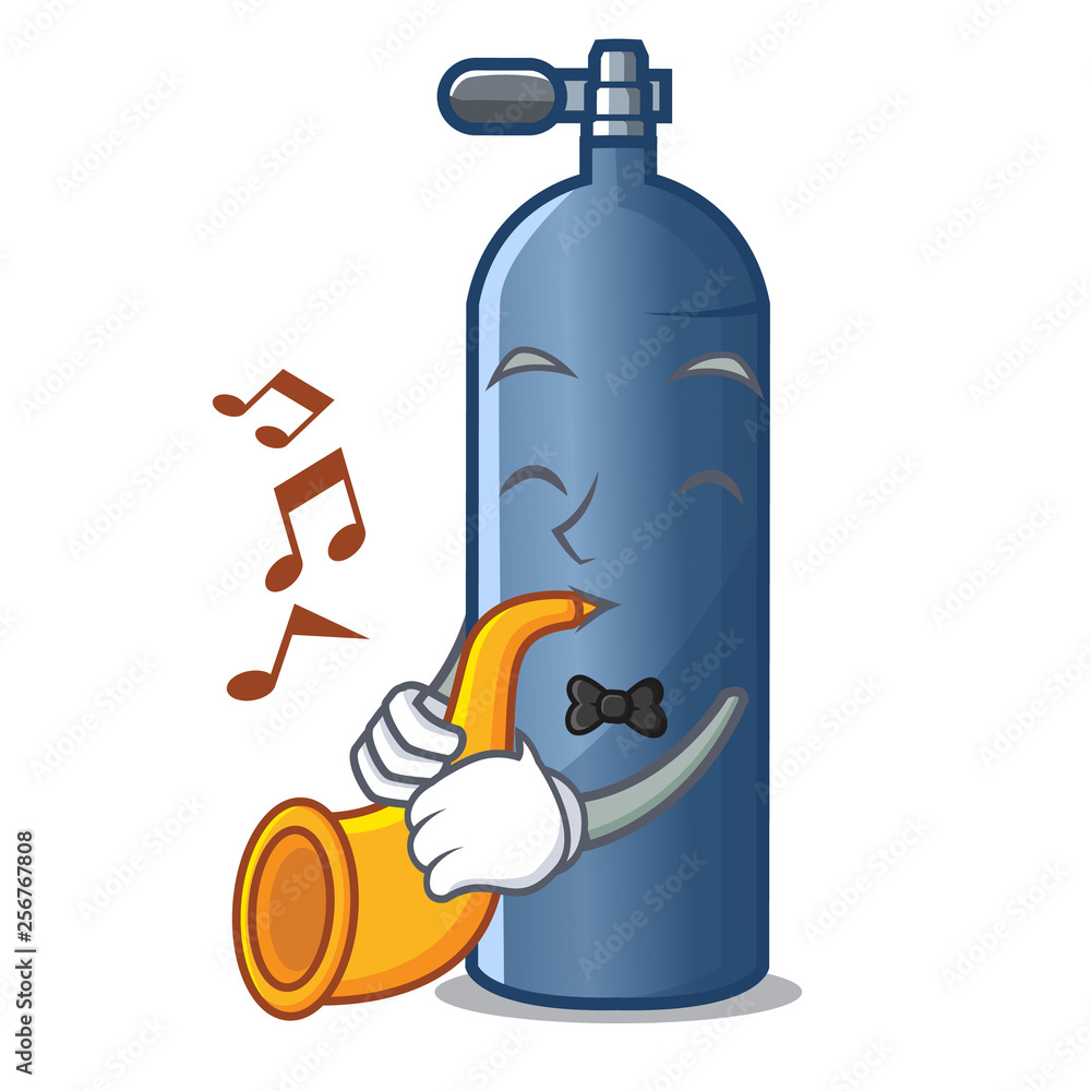 Sticker With trumpet miniature air tank diving character shape