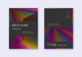Black cover design template set. Rainbow abstract 