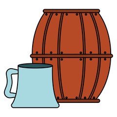 beer wooden barrel and jar