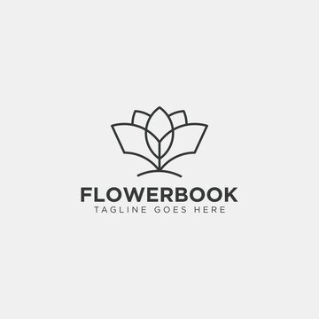 tree, plant and flower book education line logo template vector illustration icon element