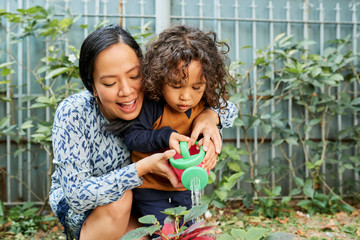 Mother and kid water flower