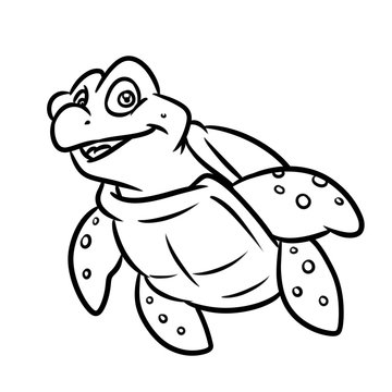 Turtle sea animal character coloring page cartoon illustration isolated image