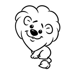 Little Lion cartoon illustration isolated image coloring page