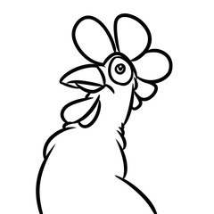 Rooster head emblem cartoon illustration isolated image