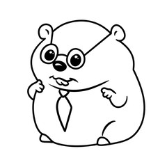 Little hamster animal character coloring page cartoon illustration isolated image