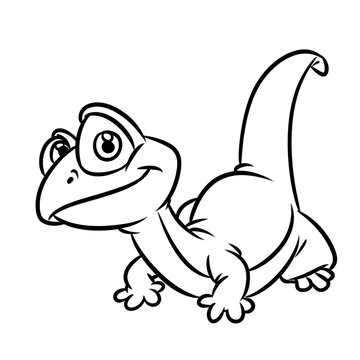 Little lizard coloring page cartoon illustration isolated image