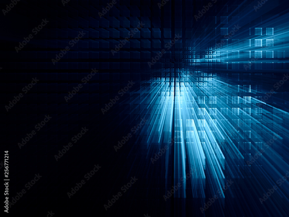 Aufkleber abstract blue on black background element. fractal graphics 3d illustration. science or technology c
