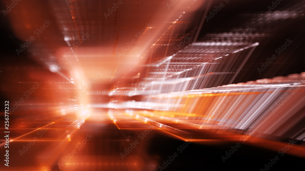 Poster abstract red on black background element. fractal graphics 3d illustration. science or technology co