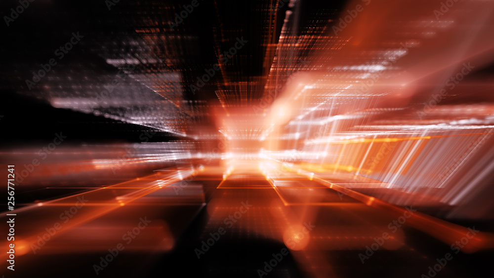 Poster abstract red on black background element. fractal graphics 3d illustration. science or technology co