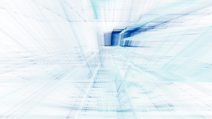 Fototapeta premium Abstract blue on white background element. Fractal graphics 3d illustration. Science or technology concept.