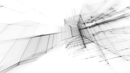 Abstract black and white background element. Fractal graphics 3d illustration. Science or technology concept.