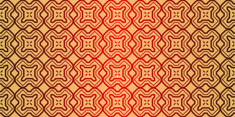 Traditional geometric Ornament. Seamless Vector Pattern. Interior Decoration, Wallpaper, Invitation, Fashion Design. Sunrise red color