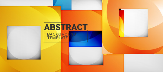 Obraz premium Abstract geometric background. Glossy square shapes composition on grey, minimalistic style template with copyspace