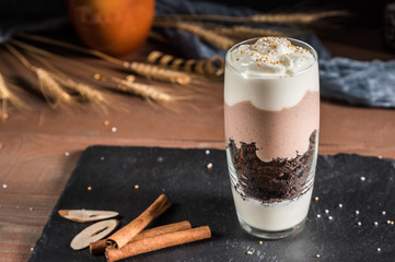 Creamy dessert with chocolate and yogurt