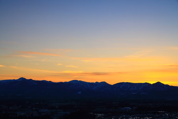 夕焼けの北上市街地