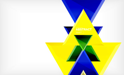 Flying triangles compostion geometric background