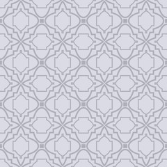Obraz premium Seamless Geometrical Linear Texture. Original Geometrical Puzzle. Backdrop. Vector Illustration. For Design, Wallpaper, Fashion, Print. gREY COLOR