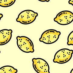Cute cartoon flat style lemons seamless pattern