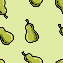 Cute cartoon flat style pears seamless pattern