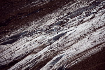 Huge mountain glacier in the surroundings of Dombai. Caucasus Mountains summer, clear day.