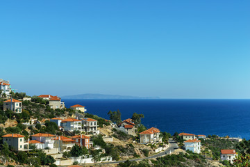 Naklejka premium Roof of greek house in suburbs