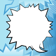Vector illustrated retro comic book background with big blank speech bubble, pop art vintage style backdrop.