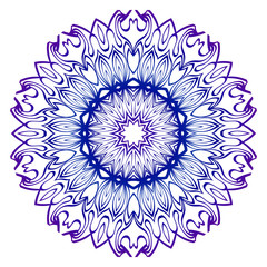 Mandala Pattern. Traditional Indian Mandala. Orient Tribal Circle Sign Illustration. Vector Illustration. Blue purple gradient