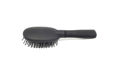 black hairbrush on white background