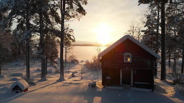 Flythrough a little Swedish farm that is packed in the snow. this red wooden cottage lies in the middle of Scandinavia.