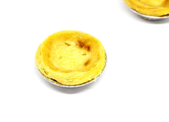egg custard tart on white background