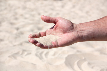 a handful of sand in the human palm