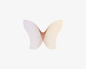 Butterfly vector logotype. Linear minimal premium symbol logo design.