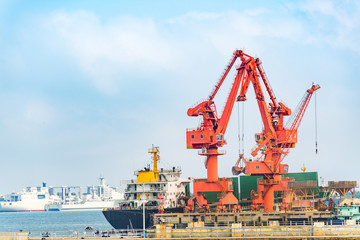 Fototapeta na wymiar Wharf and shipyard in Zhanjiang Bay