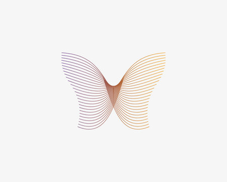 Butterfly vector logotype. Linear minimal premium symbol logo design.