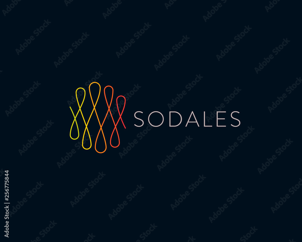 Poster abstract linear loops logotype. universal line gradient vector logo.