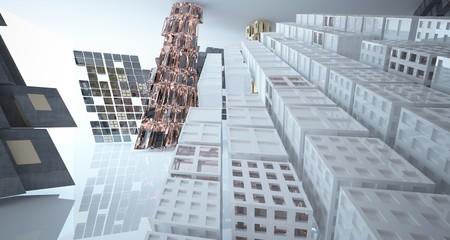 Abstract  concrete and coquina parametric interior . 3D illustration and rendering.