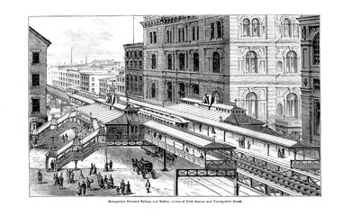 New York city. Engraving illustration
