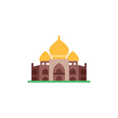 Taj Mahal palace flat icon, vector sign, colorful pictogram isolated on white. Indian landmark building symbol, logo illustration. Flat style design